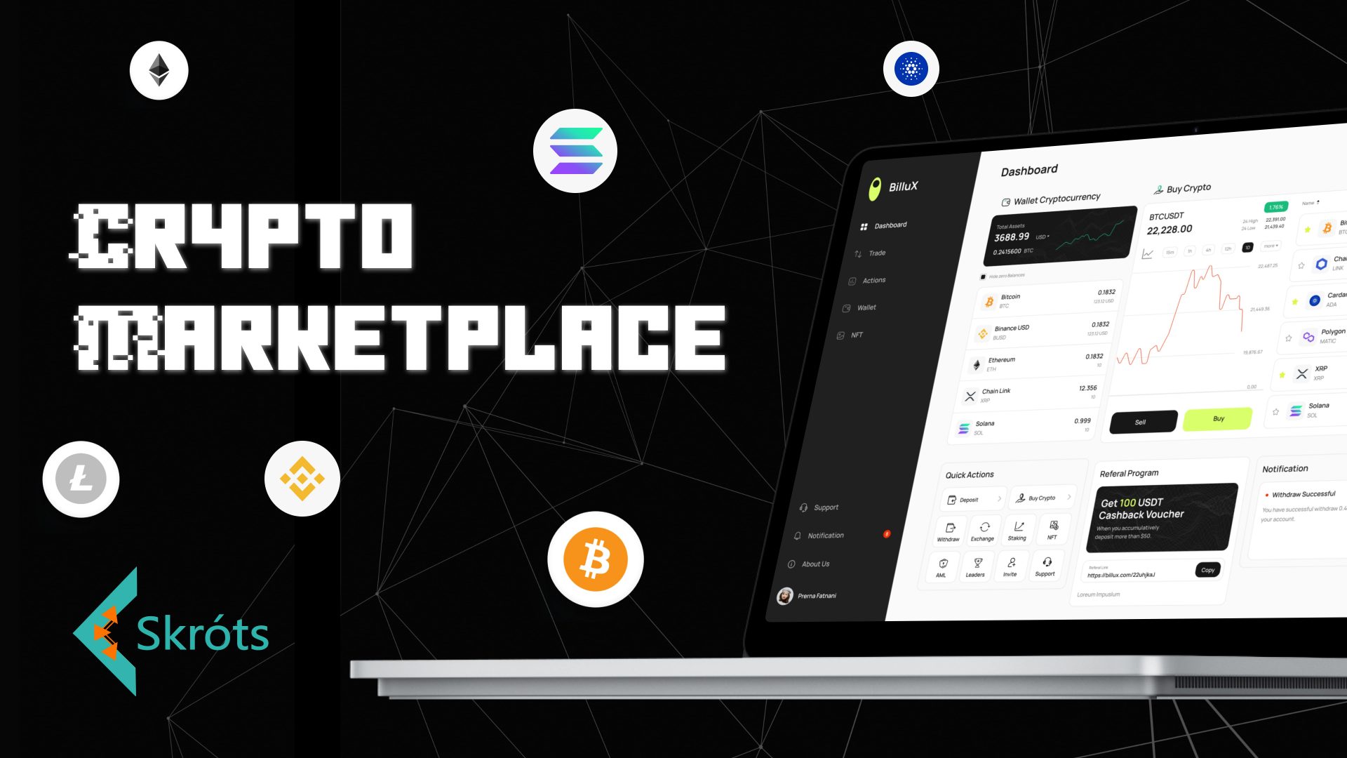 BilluX Crypto Dashboard – Exchange & NFT Marketplace